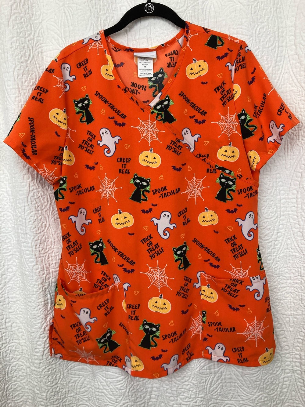 Srubstar Halloween Spooktacular Scrub Top sz Medium